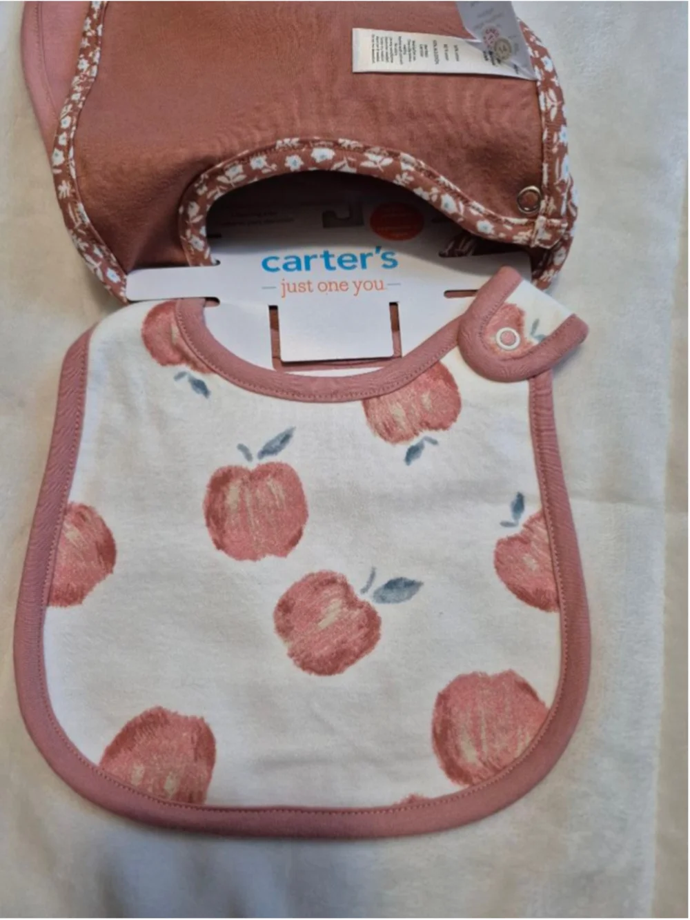 Baby Carter's One Size Pink & White Bibs 3-Pack